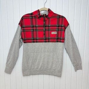 Simply Southern Christmas Plaid 1/4 Zip Pull Over Long sleeves Top Size S